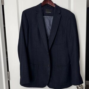 Wool Banana Republic Textured Dark Blue Blazer